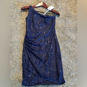Grace Karin Blue Sequin One Shoulder Cocktail Dress Women’s Small NWT